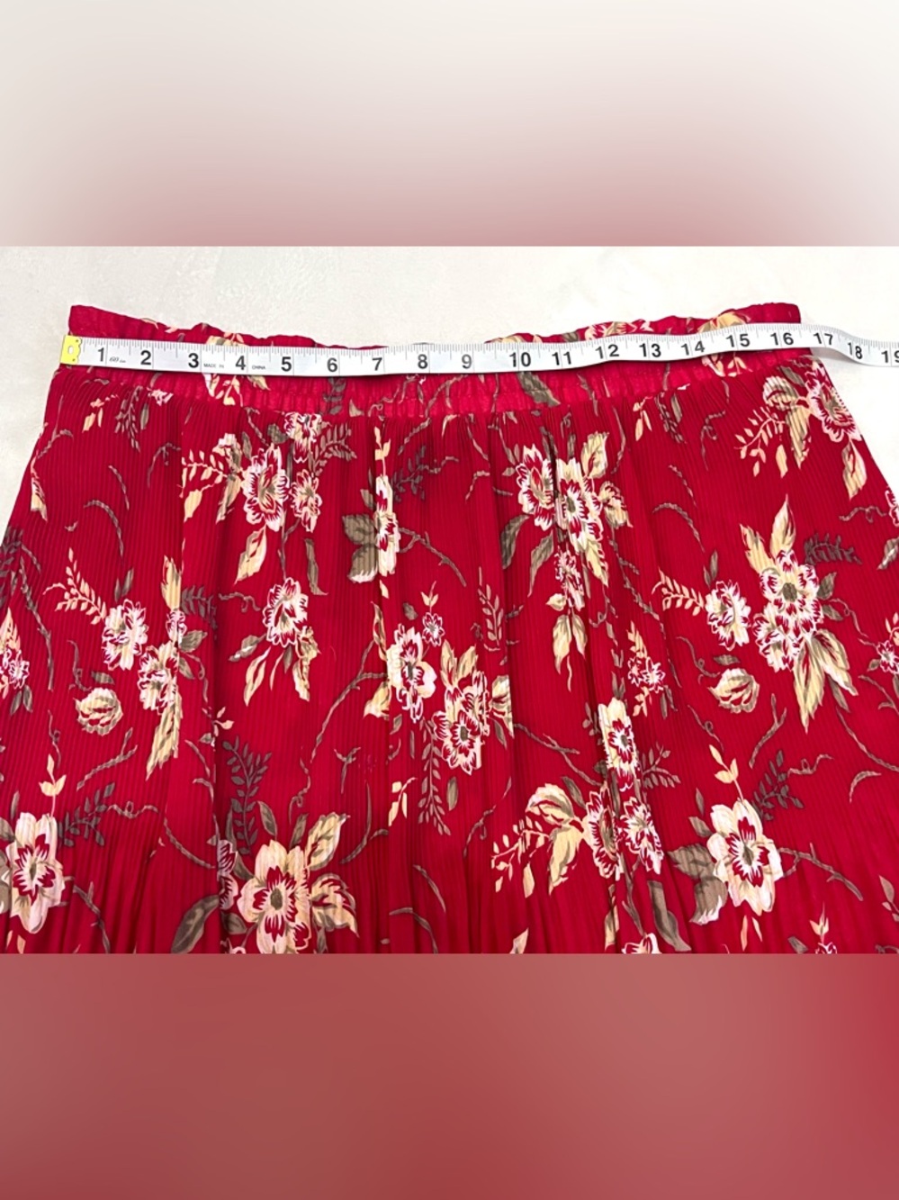 Sag Harbor Women’s Vintage Red Floral Polyester Accordian Pleated Midi Skirt L - Picture 10 of 16
